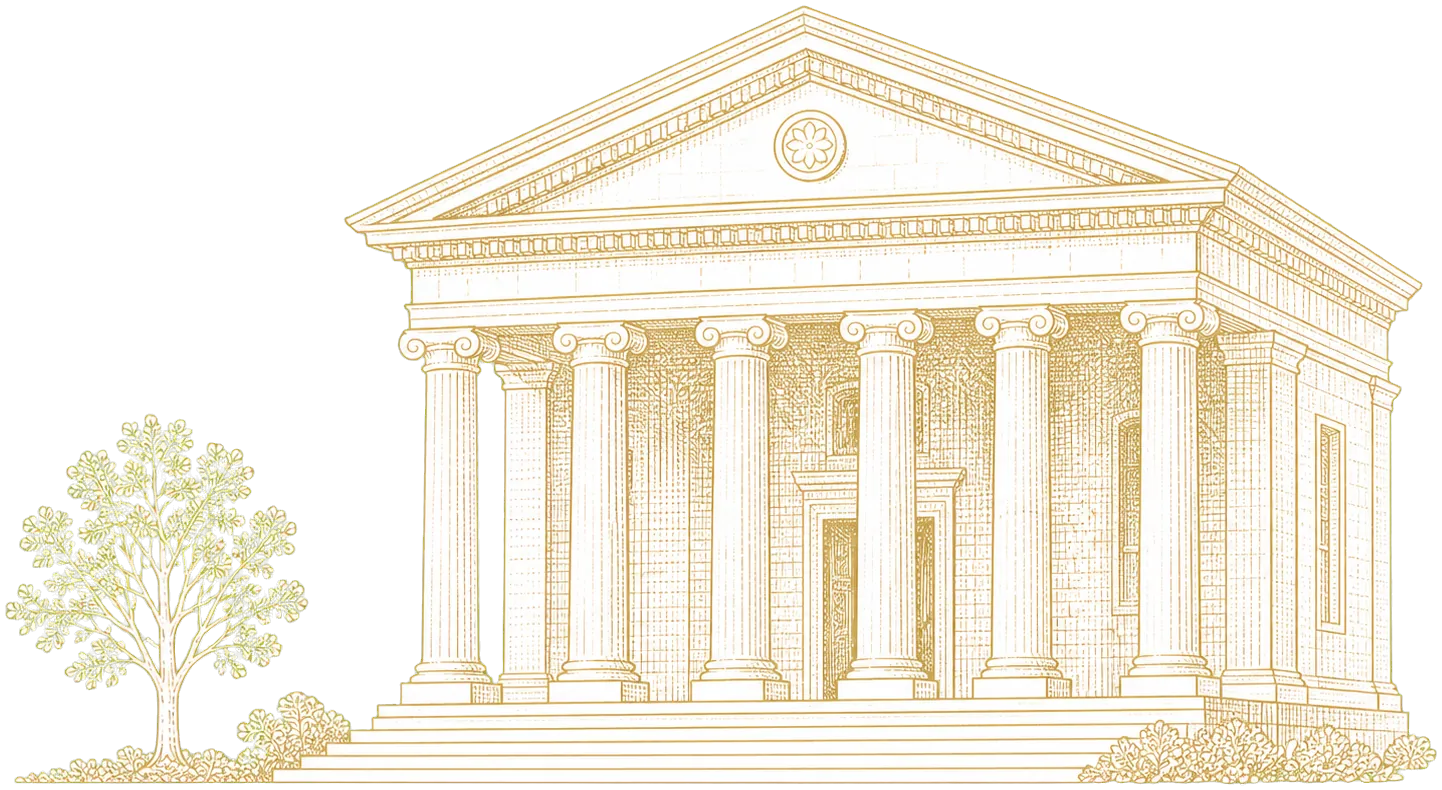 Courthouse and tree line-art decoration.
